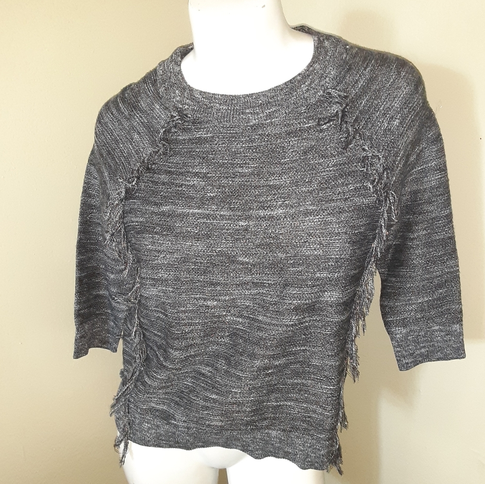 Lord &Taylor fringe front sweater